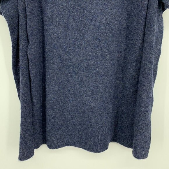LOFT Sweater Blue Cold Shoulder Ruffle Fuzzy Stretch Long Sleeve - Picture 11 of 11